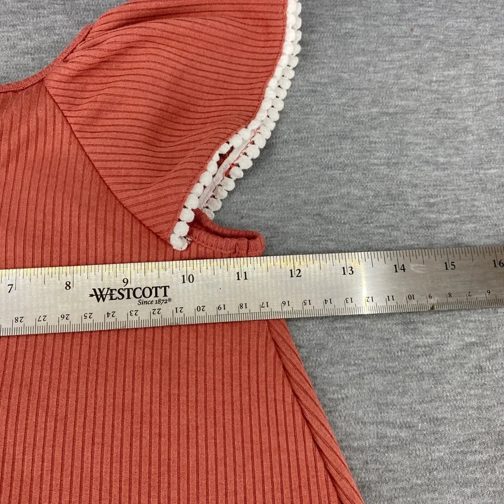Cynthia Rowley Baby Girl Coral Ribbed‎ Flutter Sleeve Top Size 24M